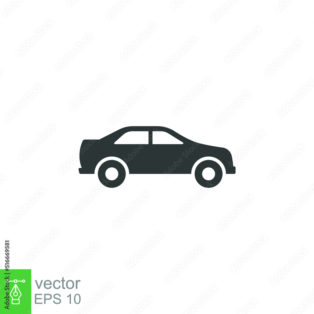 Car monochrome icon set. Simple solid style. Pictogram, silhouette, automotive, black, shape, flat sign, symbol, vehicle concept. Vector illustration isolated on white background EPS 10