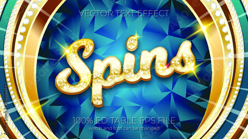 Spins editable text effect style, EPS editable text effect