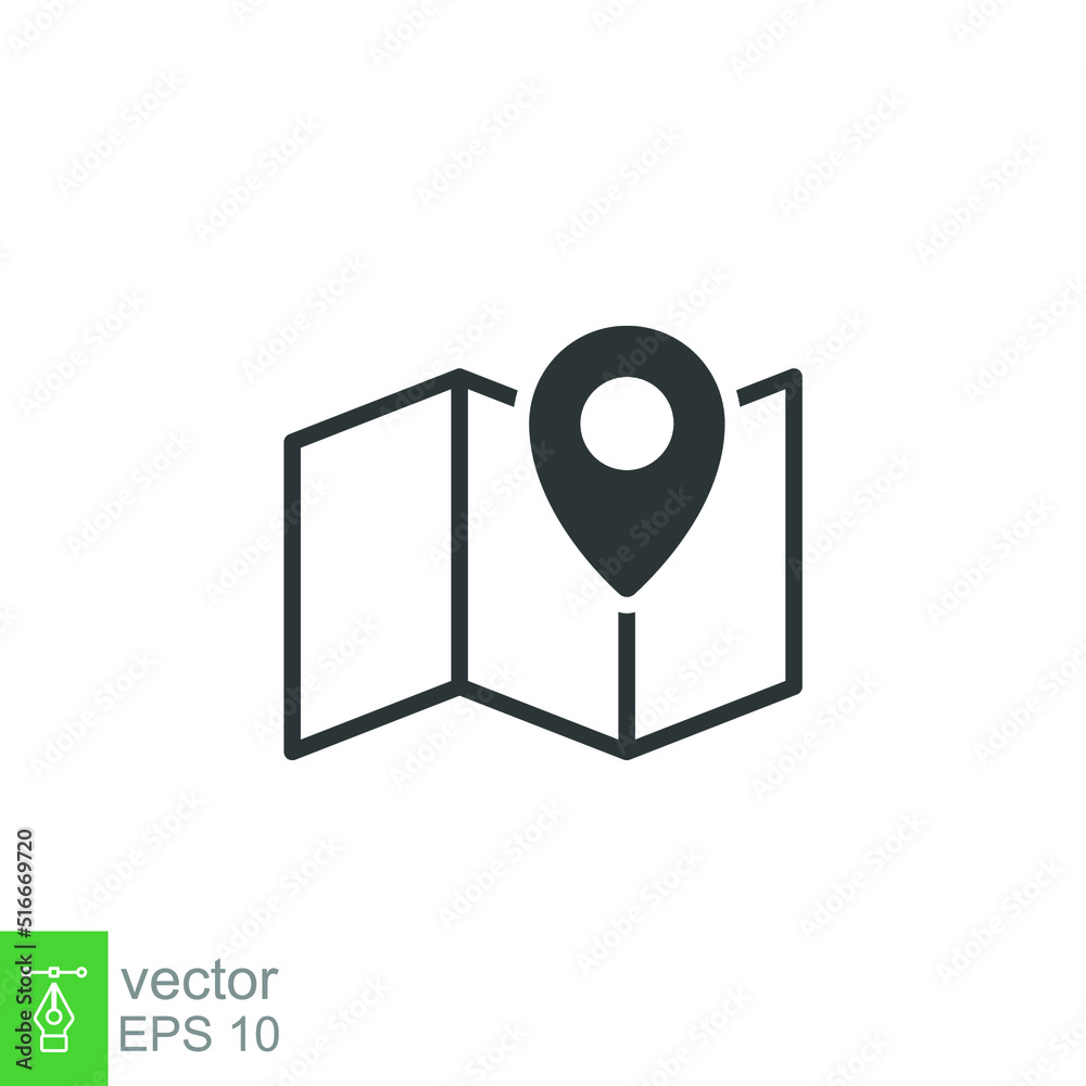 Map icon. Simple outline style. Road, place, journey, pin, landmark, find, point, paper, flat, travel, street marker concept. Vector illustration isolated on white background Editable stroke EPS 10 Map icon. Simple outline style. Road, place, journey, pin, landmark, find, point, paper, flat, travel, street marker concept. Vector illustration isolated on white background Editable stroke EPS 10