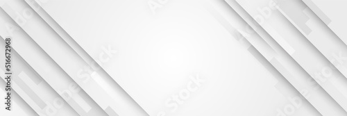 Technology banner design with white and grey arrows. Abstract geometric vector background. White abstract modern background design.