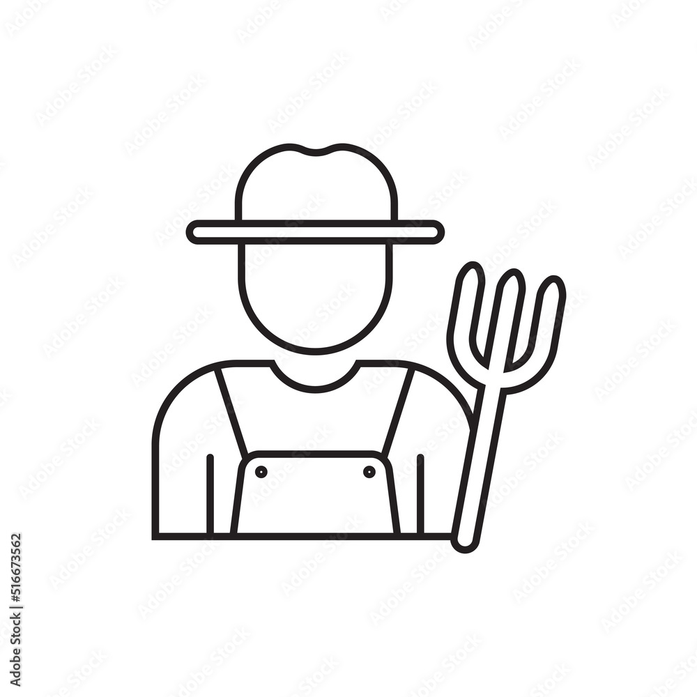 Farmer icon in linear style isolated on white background
