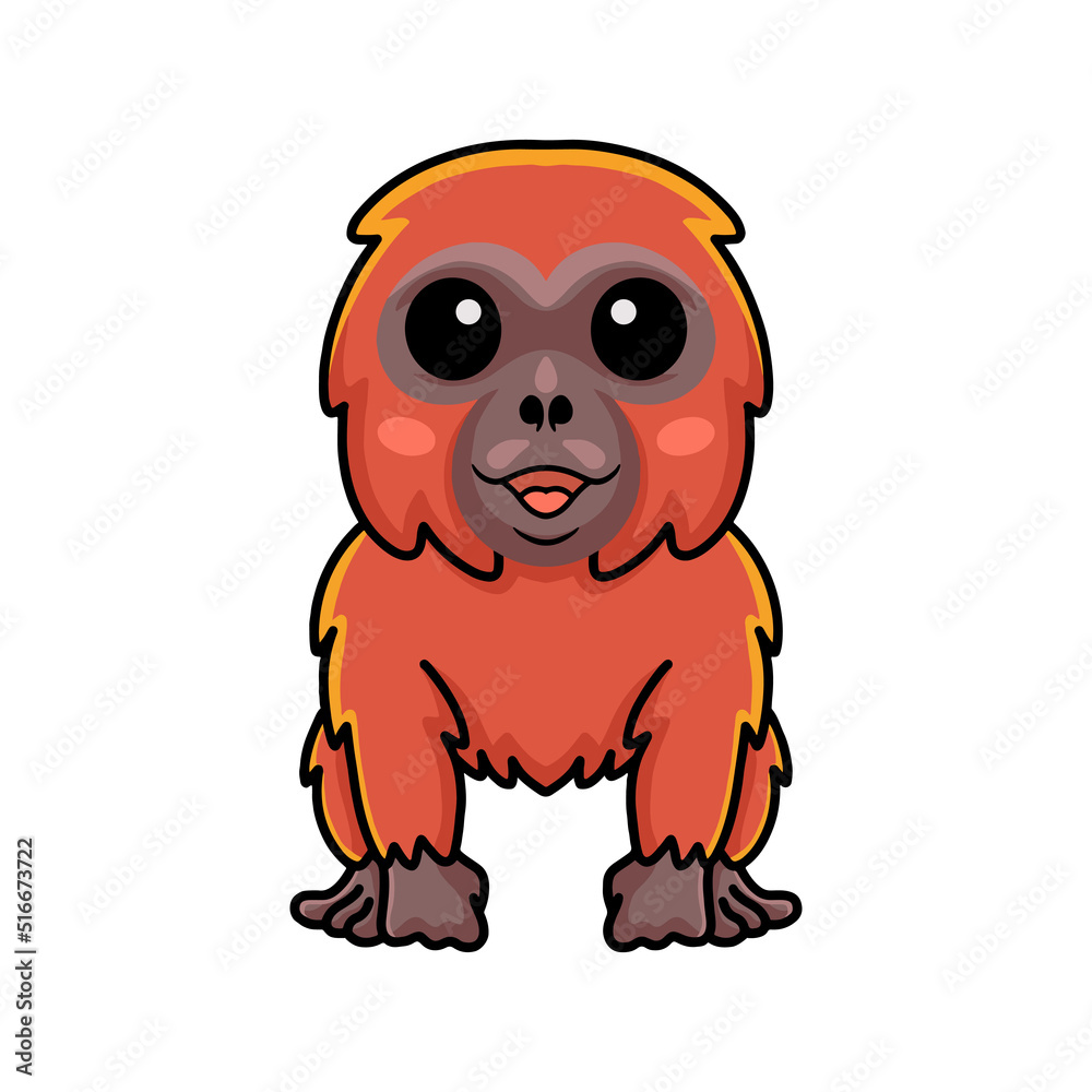 Obraz premium Cute little orangutan cartoon sitting