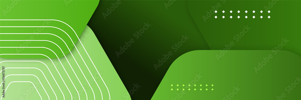 Fototapeta premium Abstract green gradient vector banner. Halftone dotted minimal contemporary long background. Vector abstract graphic design banner pattern background template.