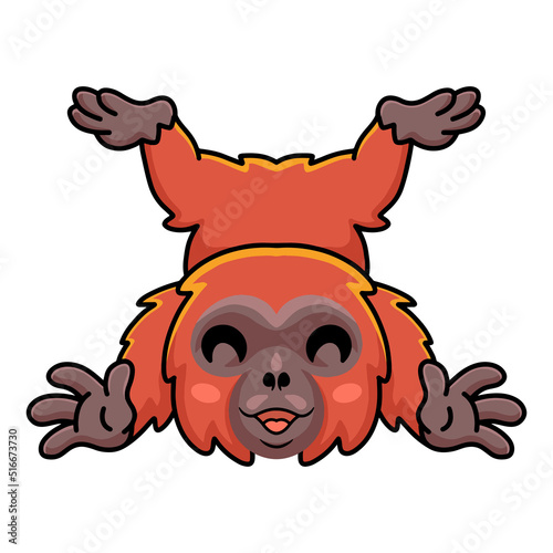 Cute little orangutan cartoon posing