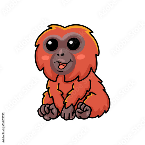 Cute little orangutan cartoon sitting