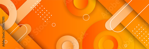 Orange abstract banner background. Abstract modern orange yellow white banner background gradient color. Yellow and orange gradient with circle halftone pattern curve wave decoration.