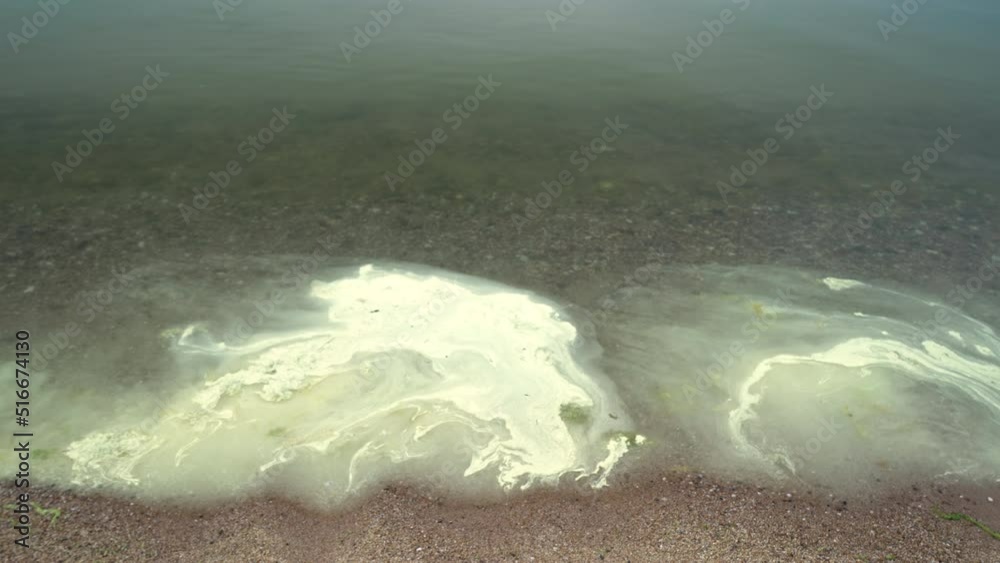 surface of a polluted body of water , Lake Baikal concept of ecological disaster StockVideo