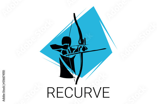 recurve archery sport vector line icon. sportman, equipment sign. sport pictogram illustration.