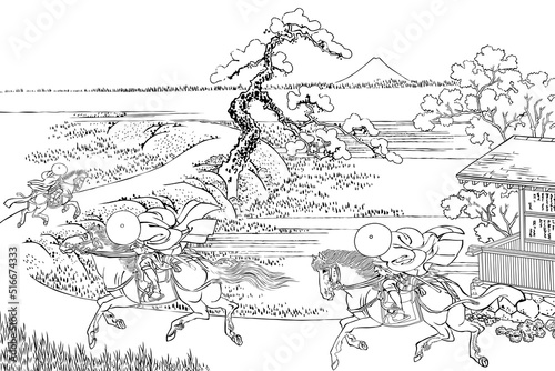 隅田川関屋里　線画