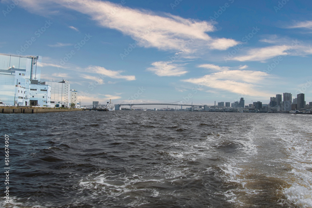 Sumida River and Rainbow Bridge in Tokyo