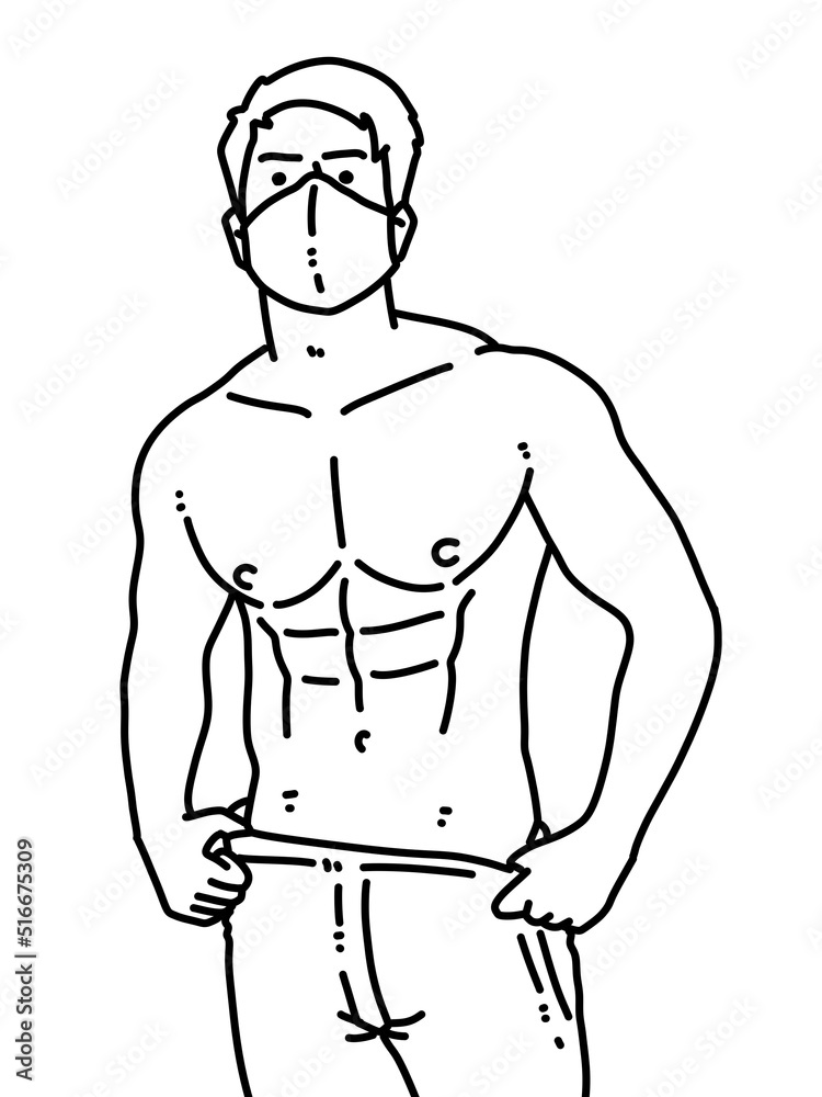 Fototapeta premium black and white of cute man cartoon for coloring