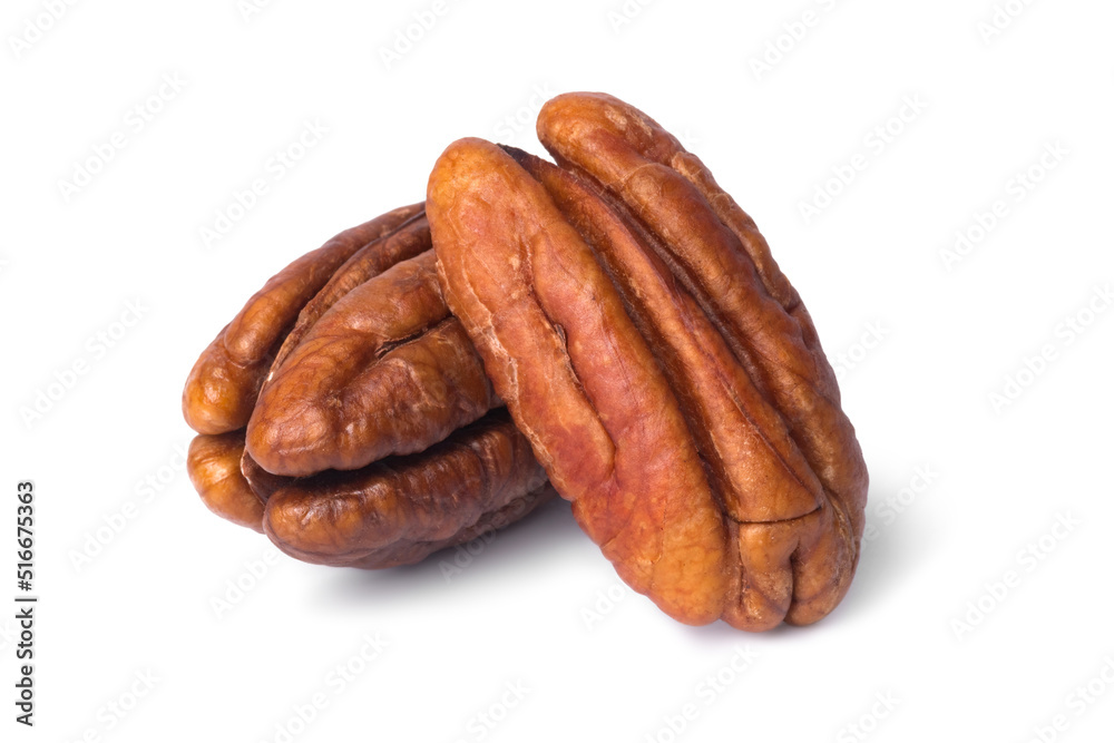 Pecan nut isolated on white background. Pecan nut isolated on white background.