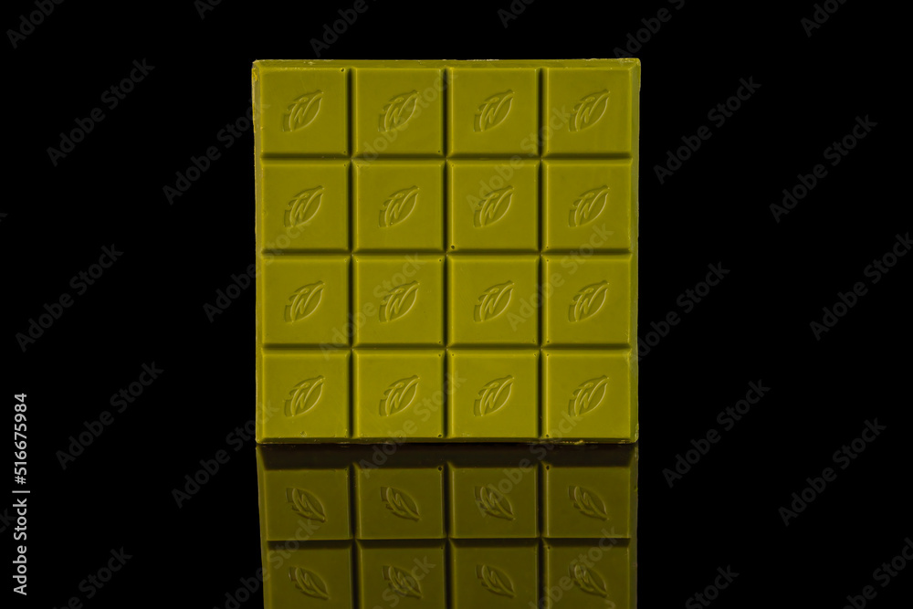 matcha chocolate on Isolated on black Background matcha chocolate on Isolated on black Background
