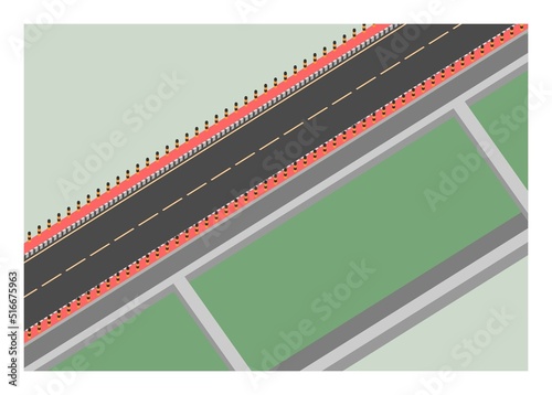 Road over embankment in isometric view. Simple flat illustration