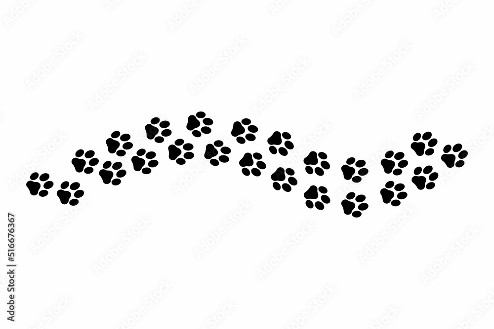 Vector illustration of cat, dog, puppy paws. Animal footprints for T-shirts, backgrounds, websites, postcards, children's prints. Vector graphics.