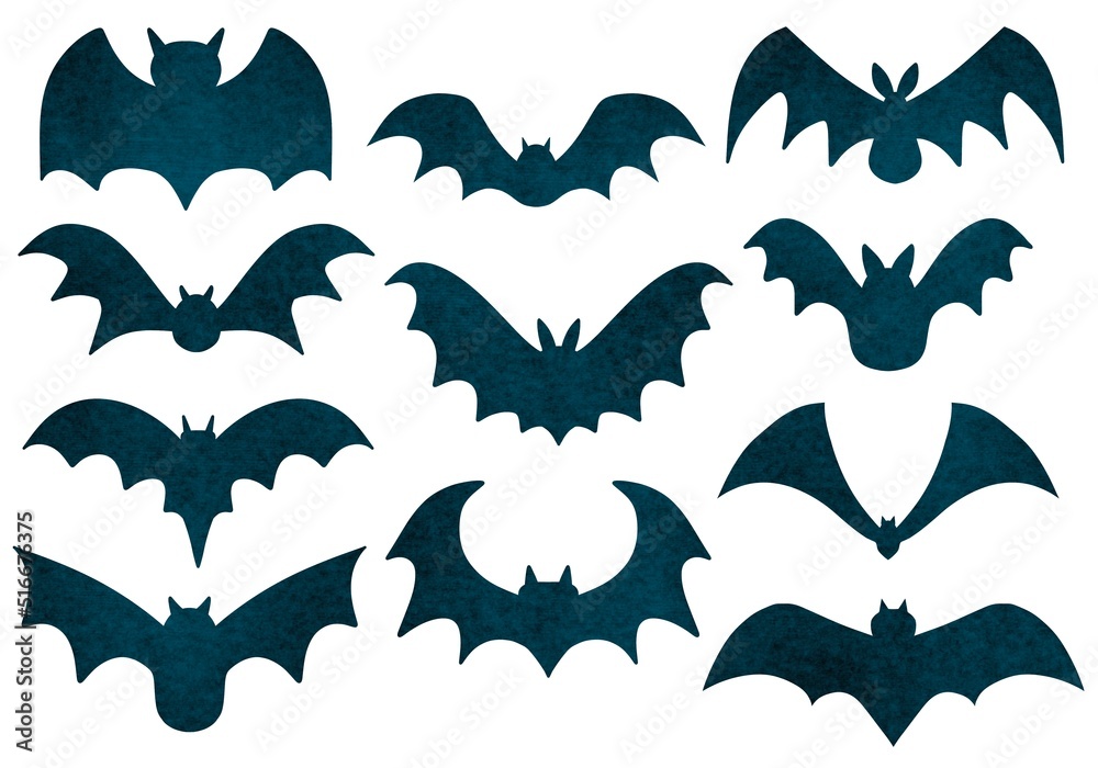 Set with Halloween bats for stickers and cards and gifts and fabrics and hobbies and wrapping paper Set with Halloween bats for stickers and cards and gifts and fabrics and hobbies and wrapping paper