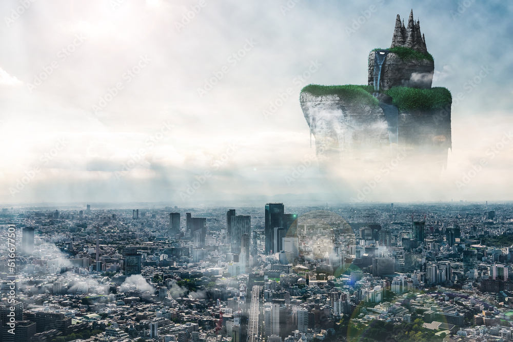 Fototapeta premium 宙に浮く大陸 Continent floating in the air 