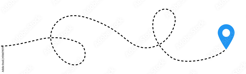 Dot line path route travel banner illustration with location map pin icon for destination. Dot line path route travel banner illustration with location map pin icon for destination.