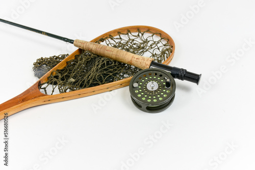 Fly rod and landing net.