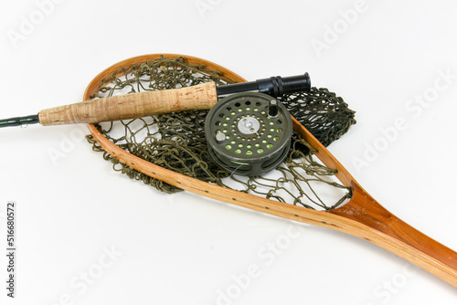 Fly rod and landing net.