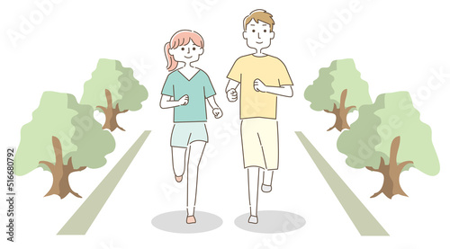 ジョギングをする男女