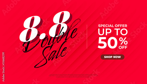 8.8 Shopping day Poster or banner. 8.8 Double sale banner template design for social media and website.