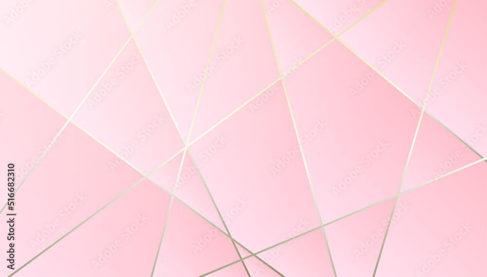 Obraz premium Abstract polygonal luxury golden line with pink background.