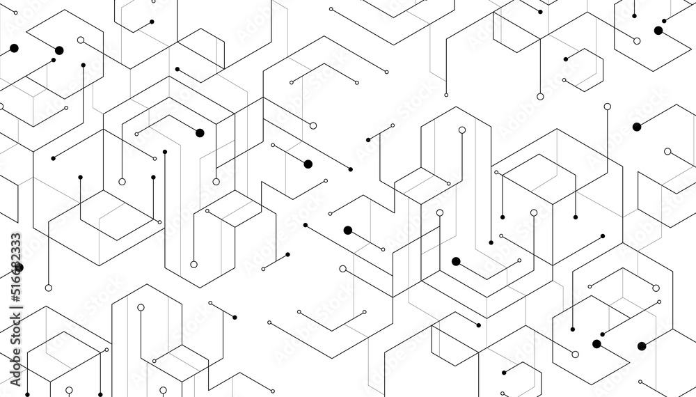 Abstract geometric dots connection on white background. Abstract hexagon technology connect for concept design. Abstract geometric dots connection on white background. Abstract hexagon technology connect for concept design.