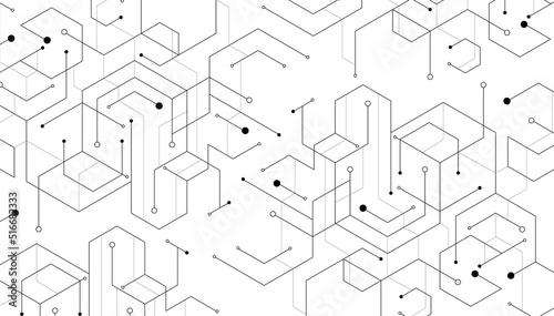 Abstract geometric dots connection on white background. Abstract hexagon technology connect for concept design.