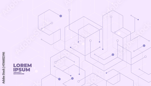 Abstract geometric dots connection on purple background. Abstract hexagon technology connect for concept design.