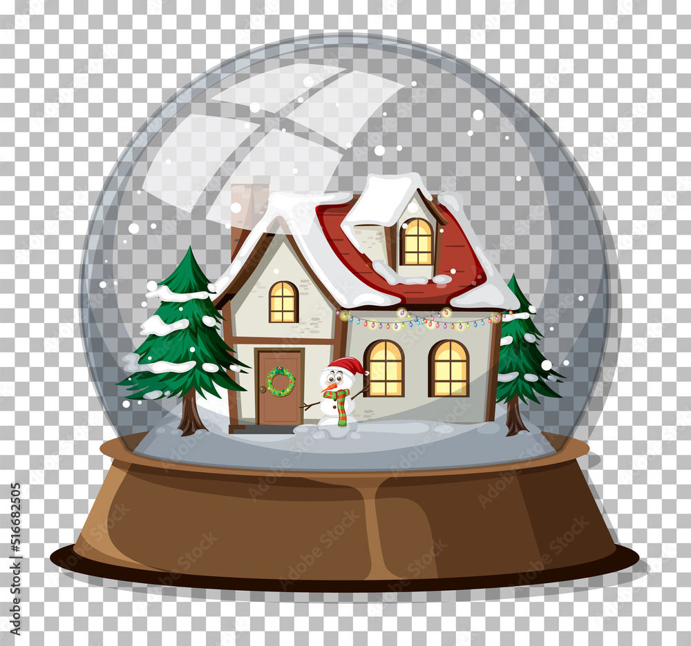 Snow globe on grid background