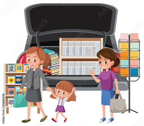 People shopping at yard sale