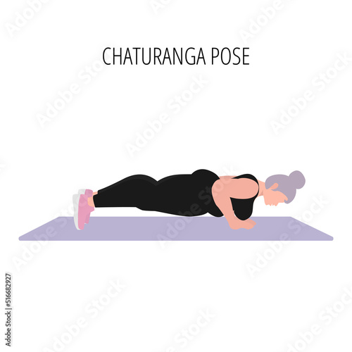 Young woman doing chaturanga pose yoga workout