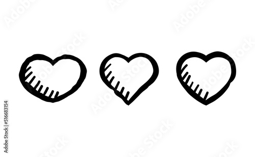 Hand drawn hearts collection. Set of heart illustrations. Valentine's day design. Love and care design elements.