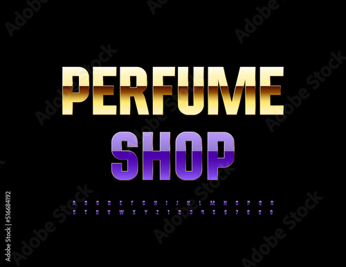 Vector luxury logo Perfume Shop. Modern Elegant Font. Artistic Alphabet Letters and Numbers set