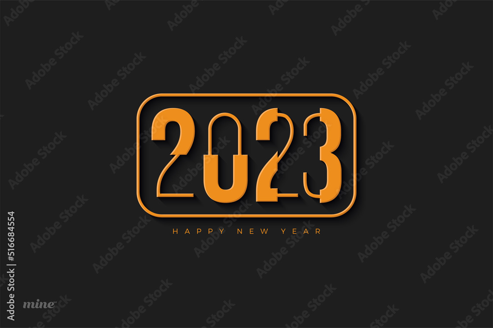 number 2023 happy new year with neon illustration