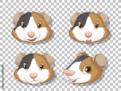 Set of cute hamster heads