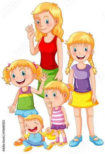 Five girls with different age