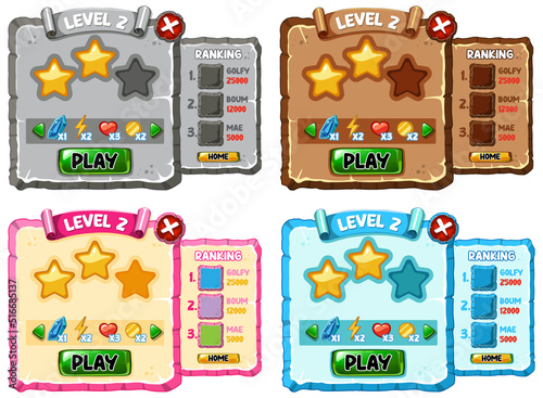 Game element template design set
