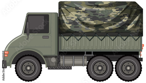 Military vehicle on white background