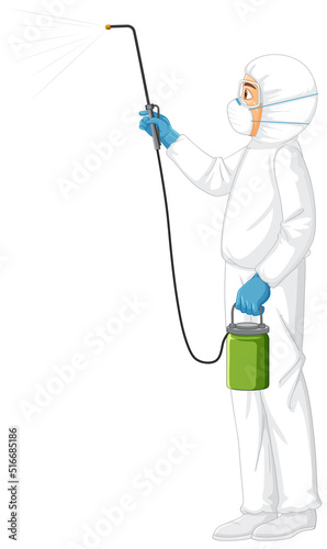 Man in protective hazmat suit