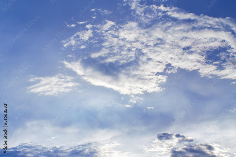 Blue sky with beautiful clouds and sunlight