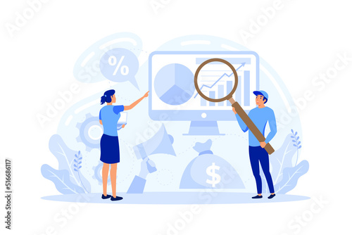 Market research concept. Business research for new product development. Market data statistics analysis and product advertising.