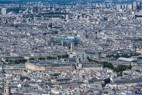 Paris, aerial view of the city, with the Pompidou center, and the Saint-Jacques tower
 photo