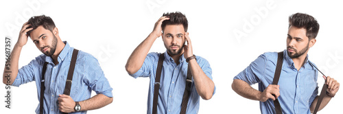 Set of handsome young man w...