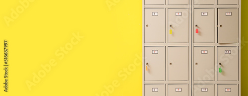 Modern locker on yellow bac...