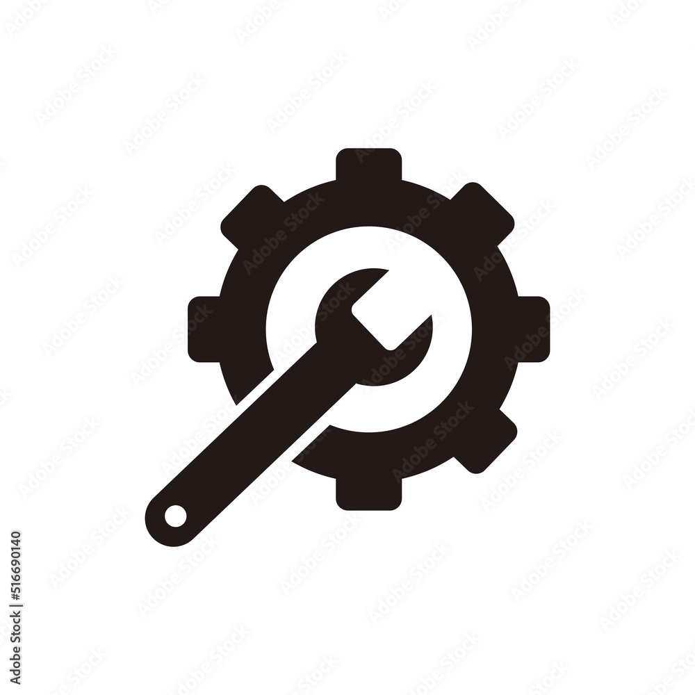 wrench and gear, setting icon symbol wrench and gear, setting icon symbol