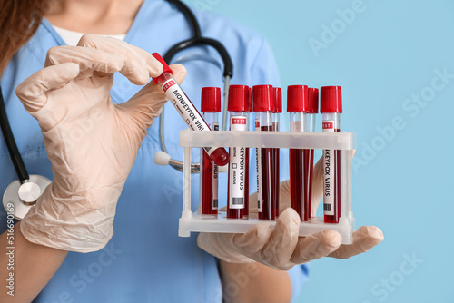 Doctor with samples of monk...