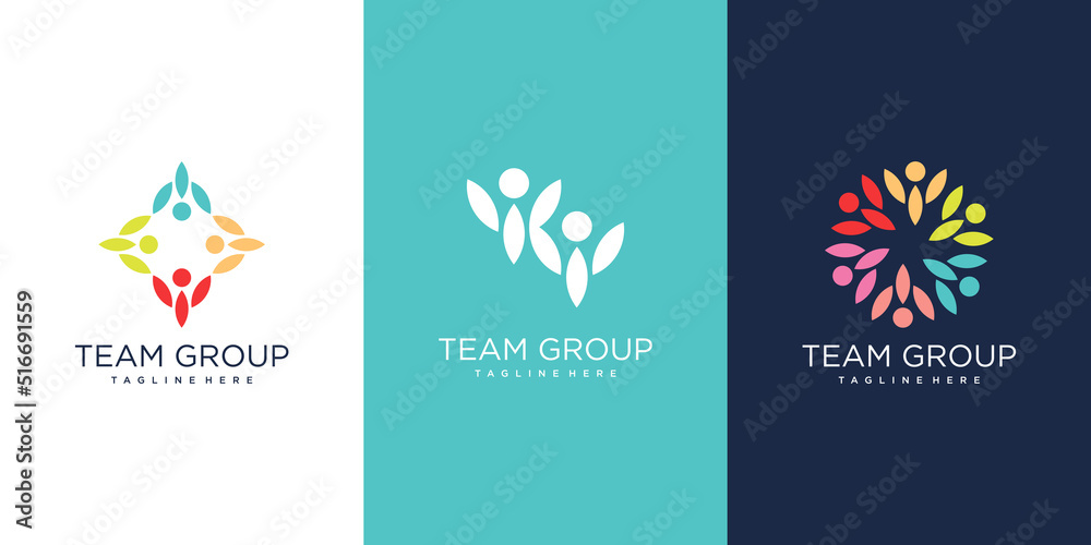 Obraz premium Community logo design concept with abstract style Premium Vector