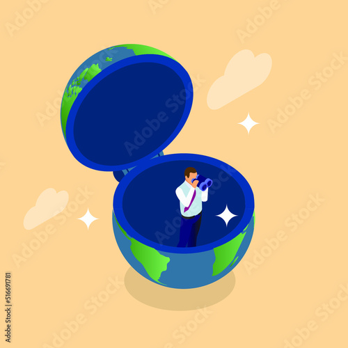 World economic vision or international opportunity for business isometric 3d vector illustration concept for banner, website, illustration, landing page, flyer, etc.